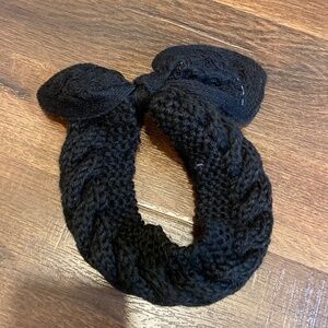 NEW BLACK ITALY DESIGN KNIT HEADBAND HEAD WRAP CROCHET SEQUIN BOW TURBAN 4" WIDE